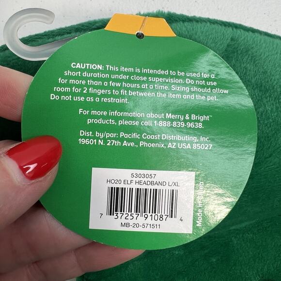 Merry & Bright Sz L / XL Elf Hat Holiday Christmas Pet Dog Cat Bell Costume - Picture 4 of 8